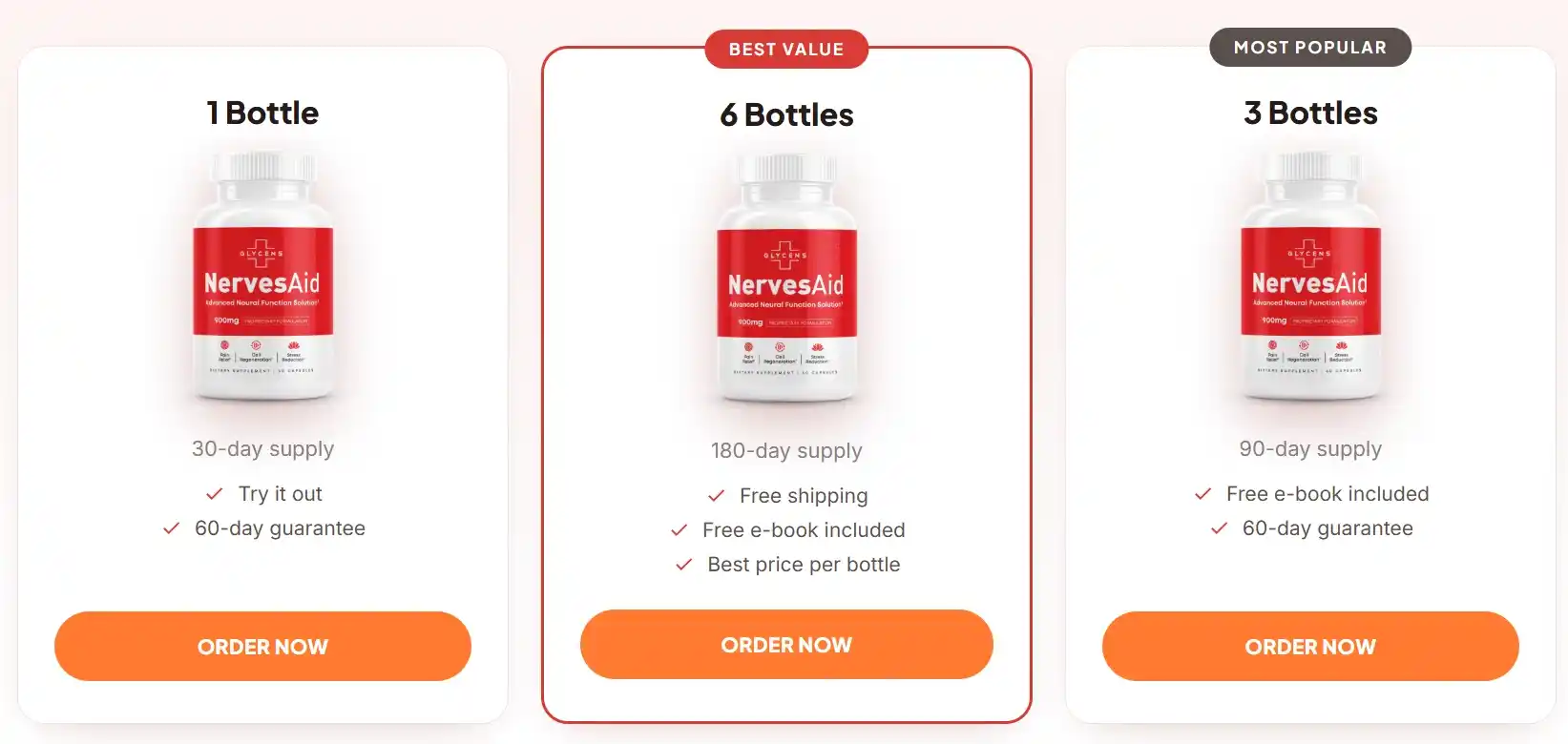 NervesAid Pricing — 1, 3 or 6 Bottle Packages